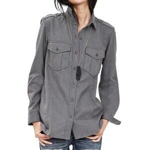 Banana Republic Women's Heritage Flannel Military Button Down Shirt Size L